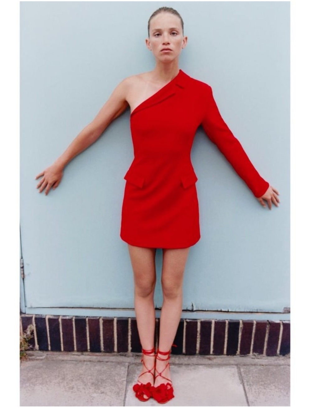 Zara Blazer Dress one sleeve red
